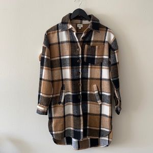 BKE Long Plaid Shacket XS